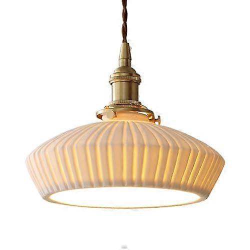 Japanese Style Ceramic Pendant Light, Customizable Single-Head Hanging Lamp Shade, E27 Socket Ceiling Fixture for Veranda