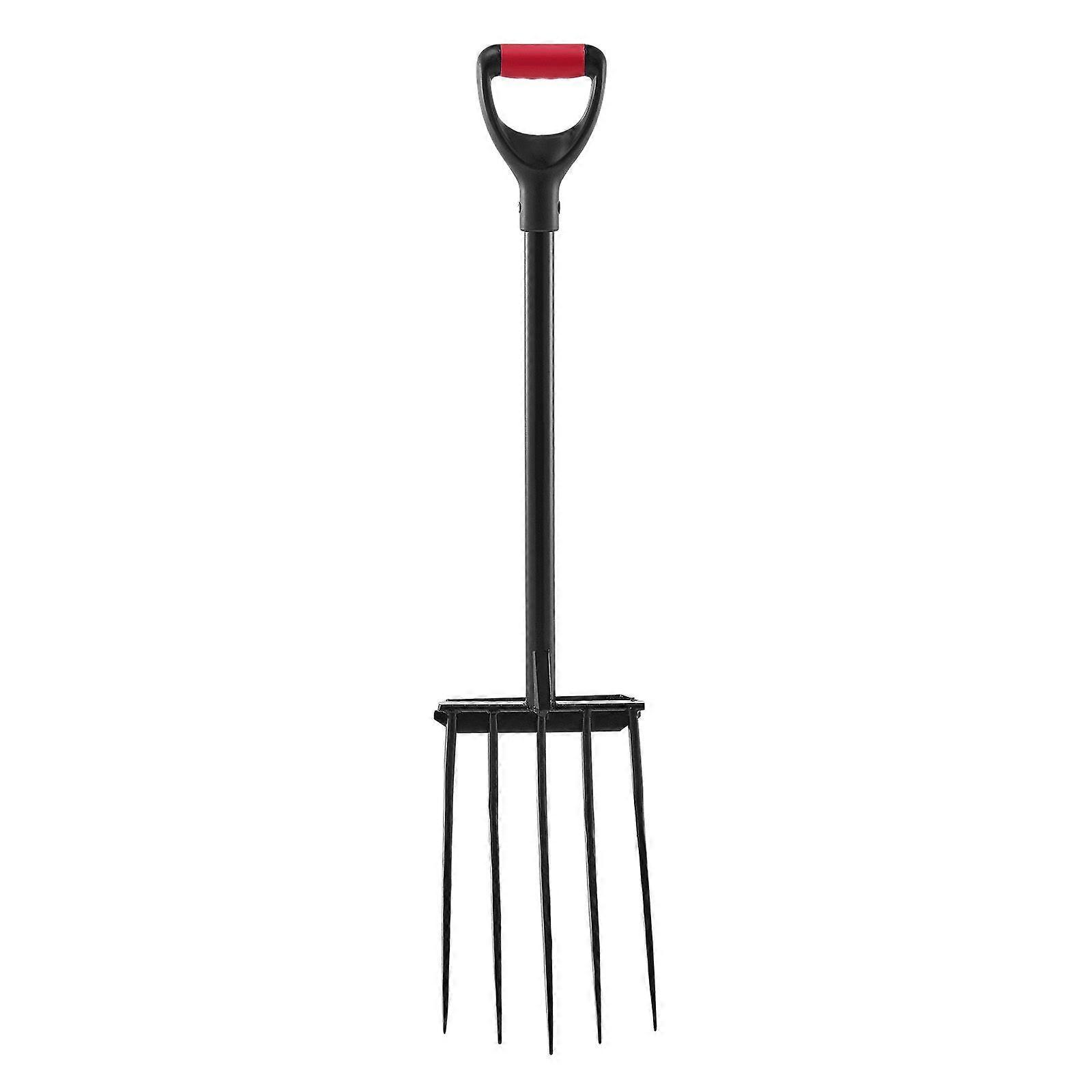 Garden Fork, 5-Tine Gardening Pitchfork with Metal Handle, 41 in Heavy Duty Digging Fork with Y Grip, Forged Steel Spading Fork