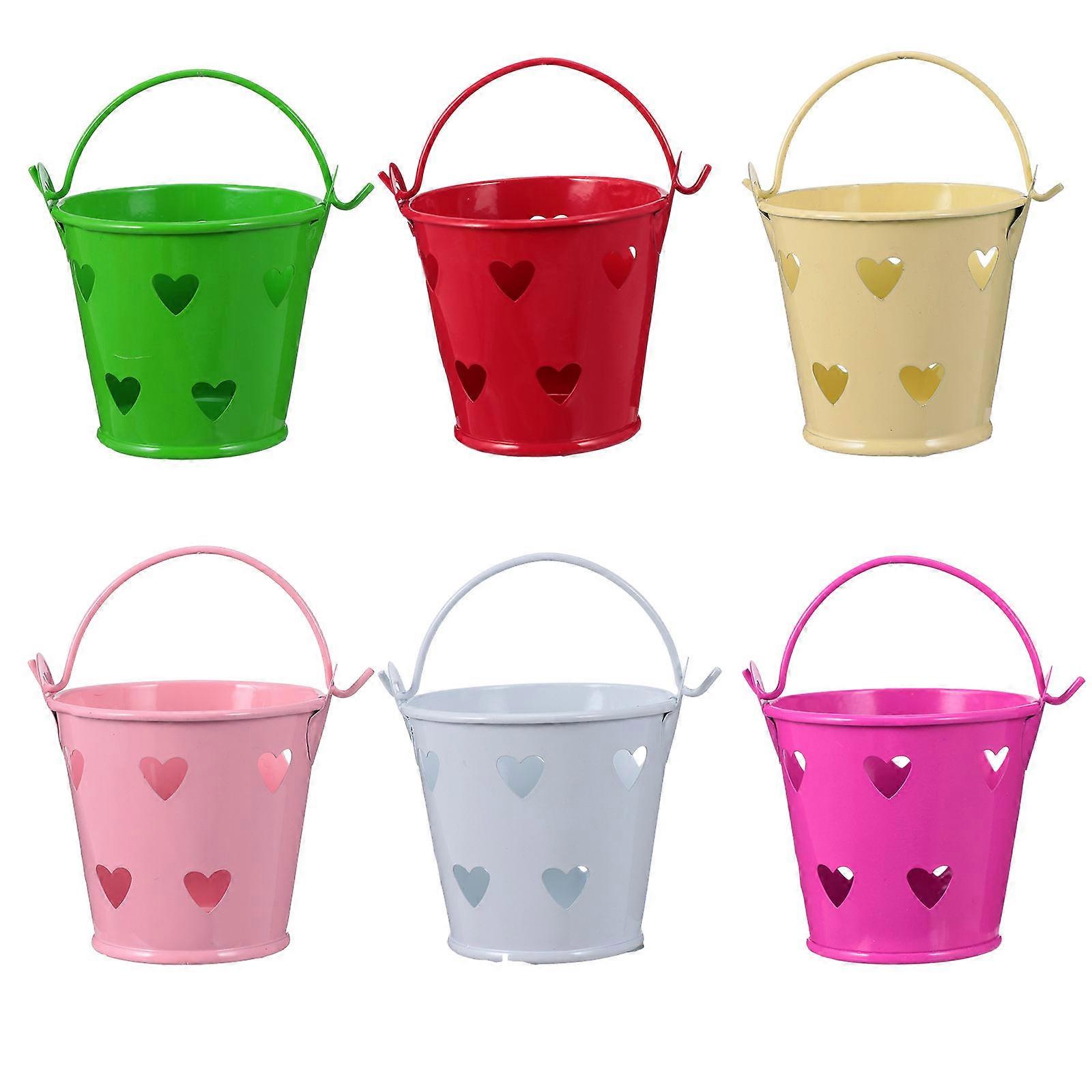 Tinplate Bucket Mini Candy Bucket Storage Container For Theme Shop 5.70X5.70X5.20cm 12Set