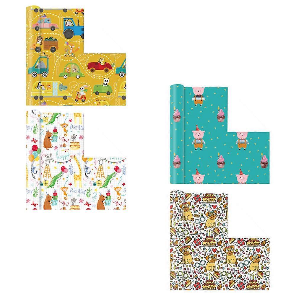 Wrapping Paper For Children Books Assorted Color 70x50cm Rectangle Easy Wrapping Paper 4Set