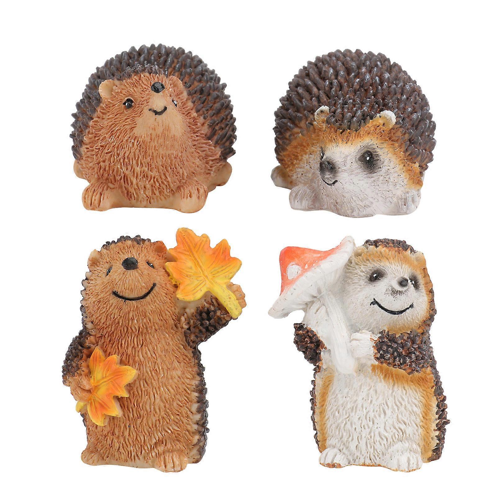 Charming Resin Hedgehog Figurines for Garden Decor Assorted Color 2 Pairs