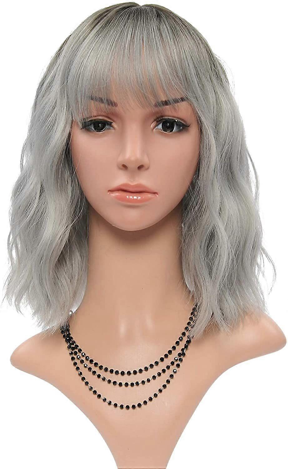 Peluca ondulada gris ceniza