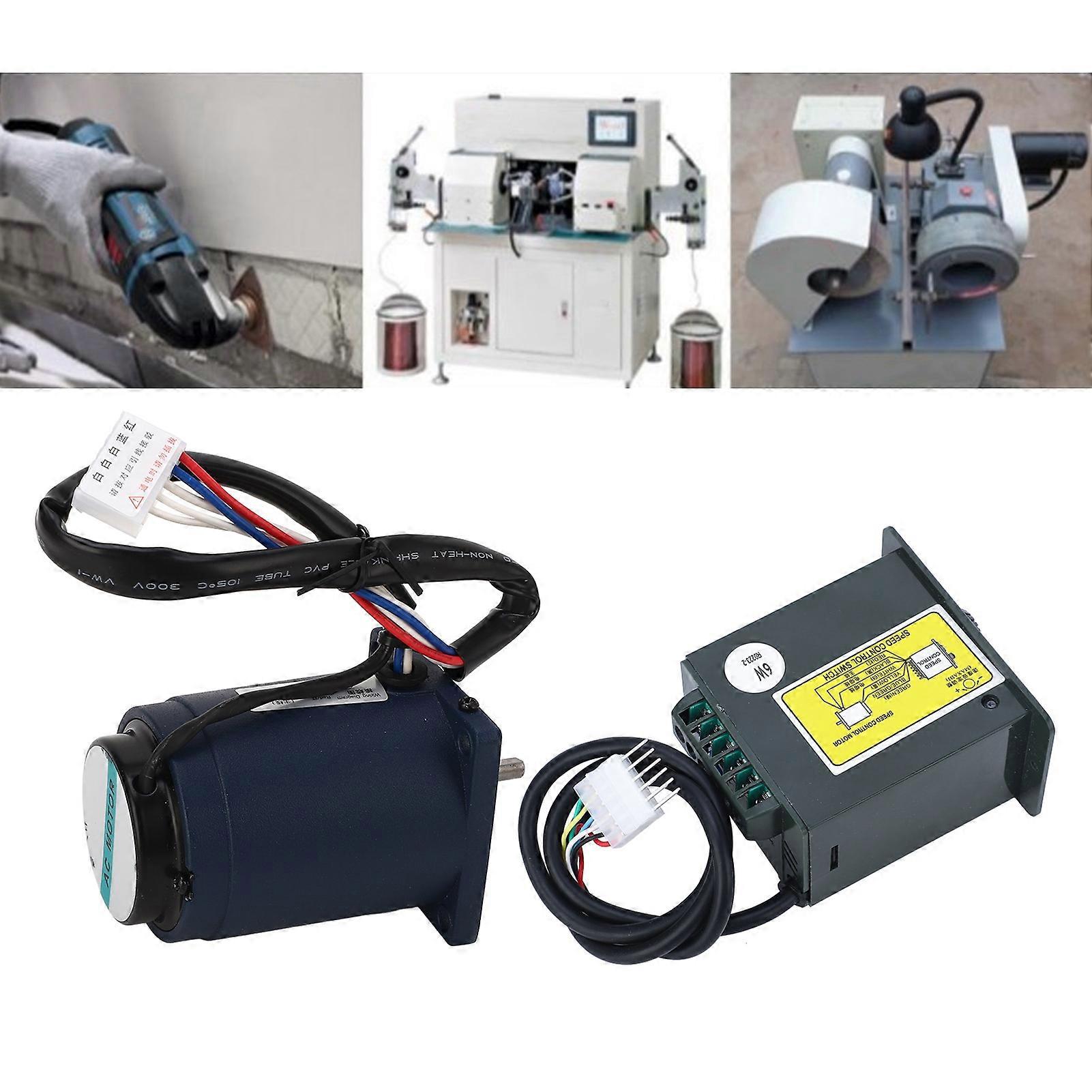 Geared Motor 6W High Torsion Low Noise Heat Resistant Variable Speed Reversible Motor with Speed Controller AC220V 2800R Per Minute (10 to 2800RPM) 
