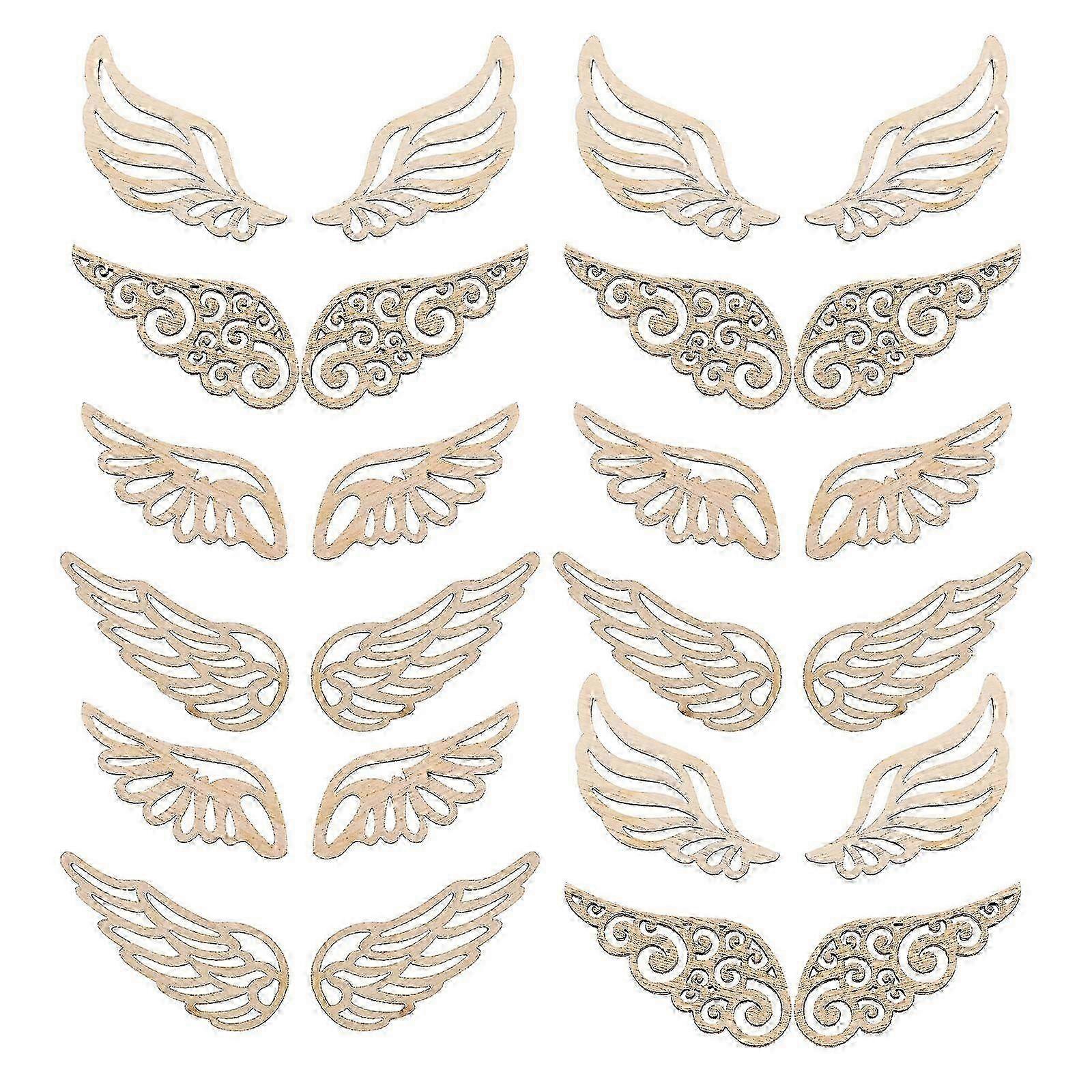 40pcs Unfinished Wooden Wing Cutouts for DIY Embellishments