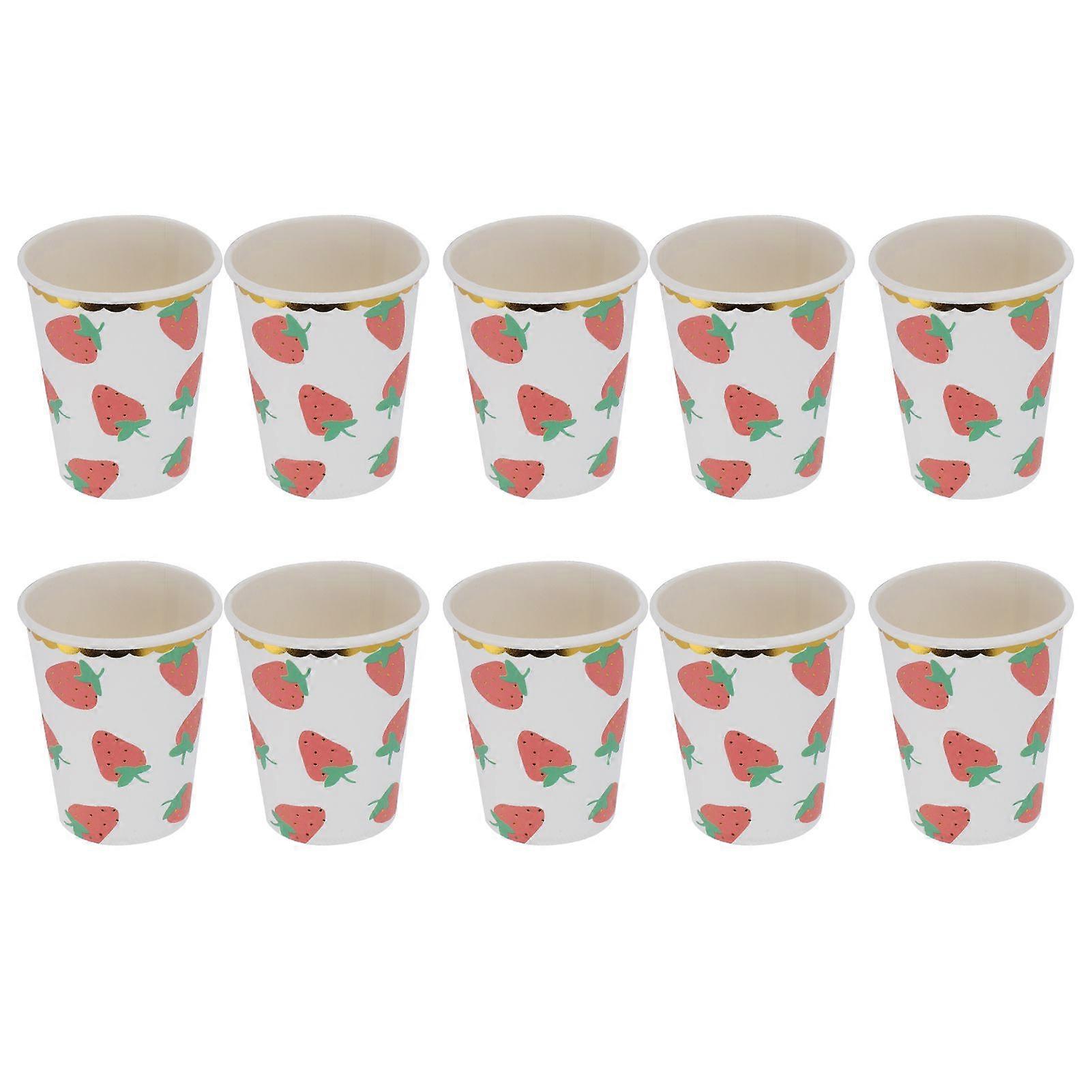 2025 Latest Model  10Pcs Party Tableware Disposable Strawberry Pattern