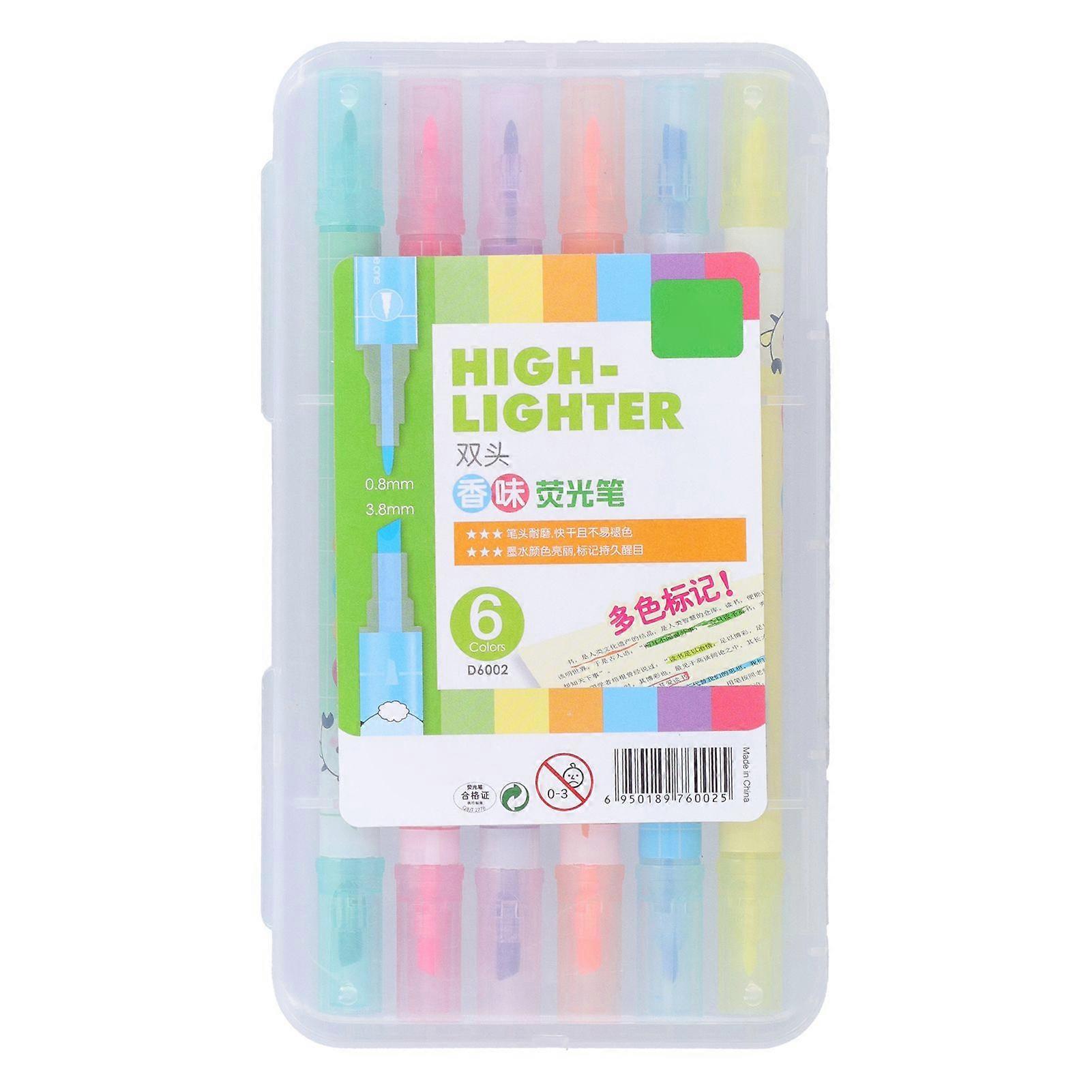 2025 Latest Model  6Pcs Highlighter Pens Chisel Tip Candy Color WaterBased