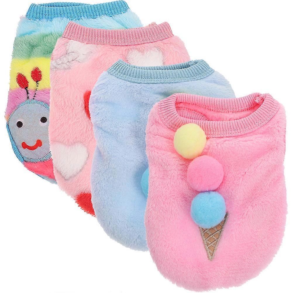 2Pcs Tiny Dog Clothes XXS Windproof Fleece Pet Winter Garments with Cute Heart Designs, Warm & Breathable Costumes for Small Dogs, Party & Festival