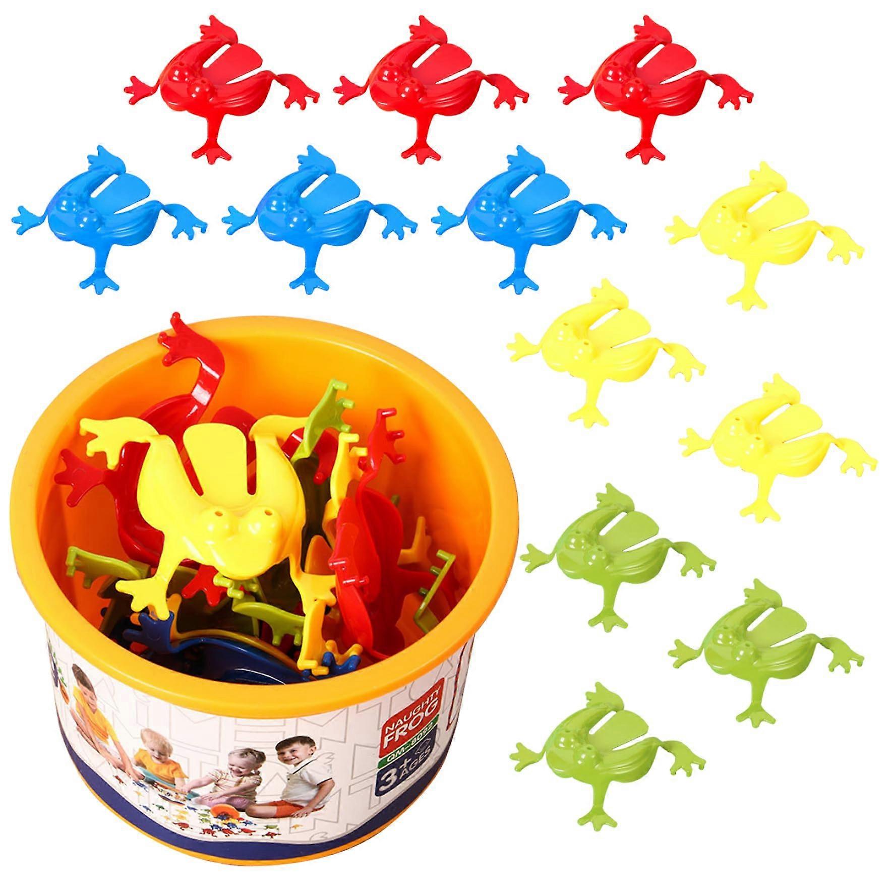 Jumping Frog Toy Jump Flip Frog Game with Bucket Plastic Jumping Frog Colourful Fun Crazy Frog for Boys Girls 12 Pieces
