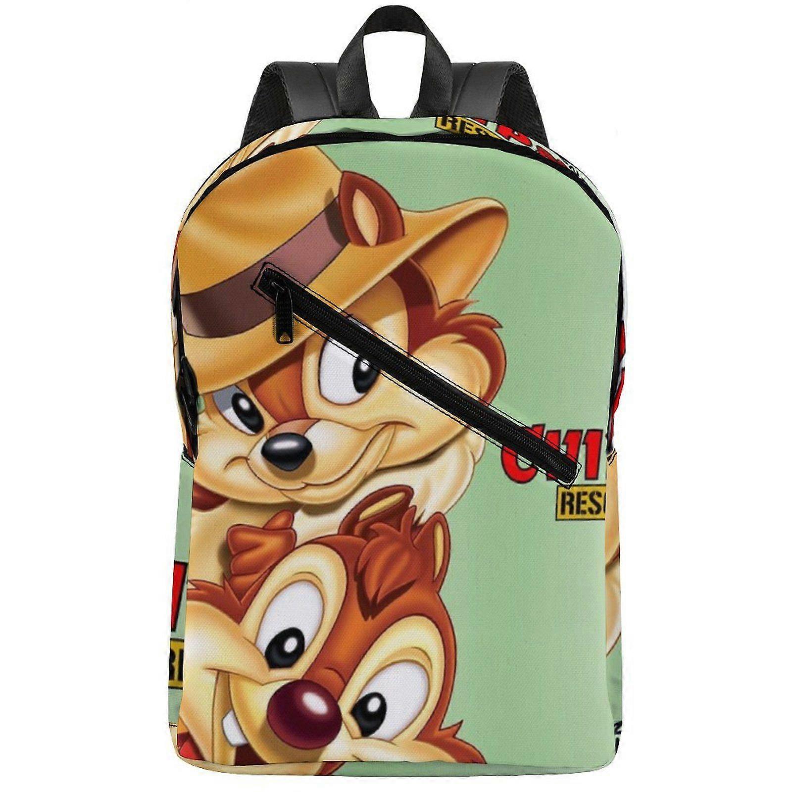 a1661 Chip 'n Dale Rescue Rangers Durable 300D PU Backpack with Semi-Full Print and Soft Padded Back Panel for Everyday Carry m1661
