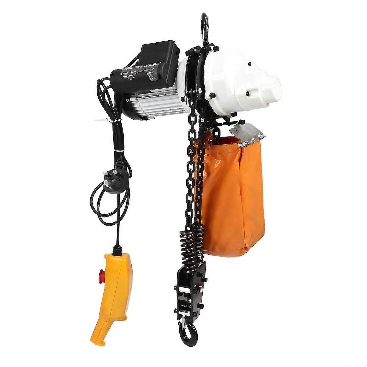 Electric Chain Hoist 1T Capacity Wired Remote Control Electric Hook Lift Winch for Factory 1500W 3M Plug 220V