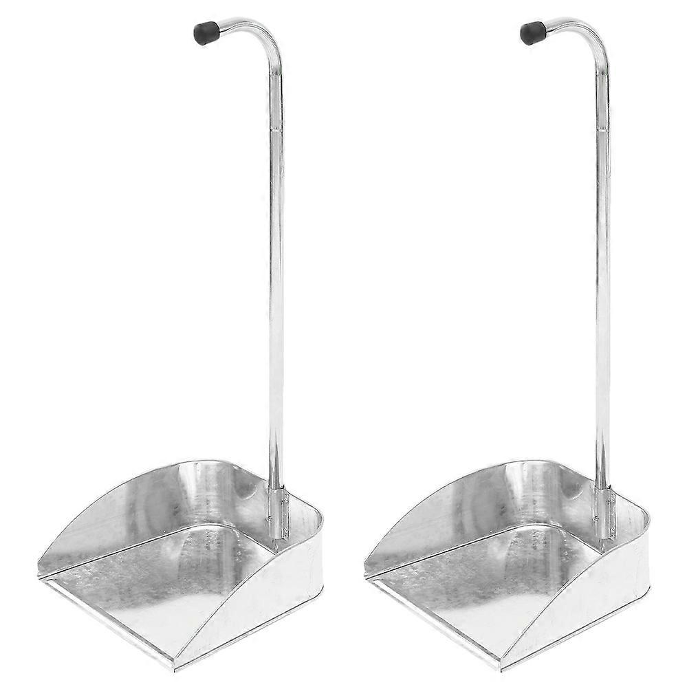 Stoop Dustpan Set with Long Handles, Rust Resistant Galvanized Iron Home Dustpan for Kitchen and Narrow Corner Cleaning, Durable Comfort Grip