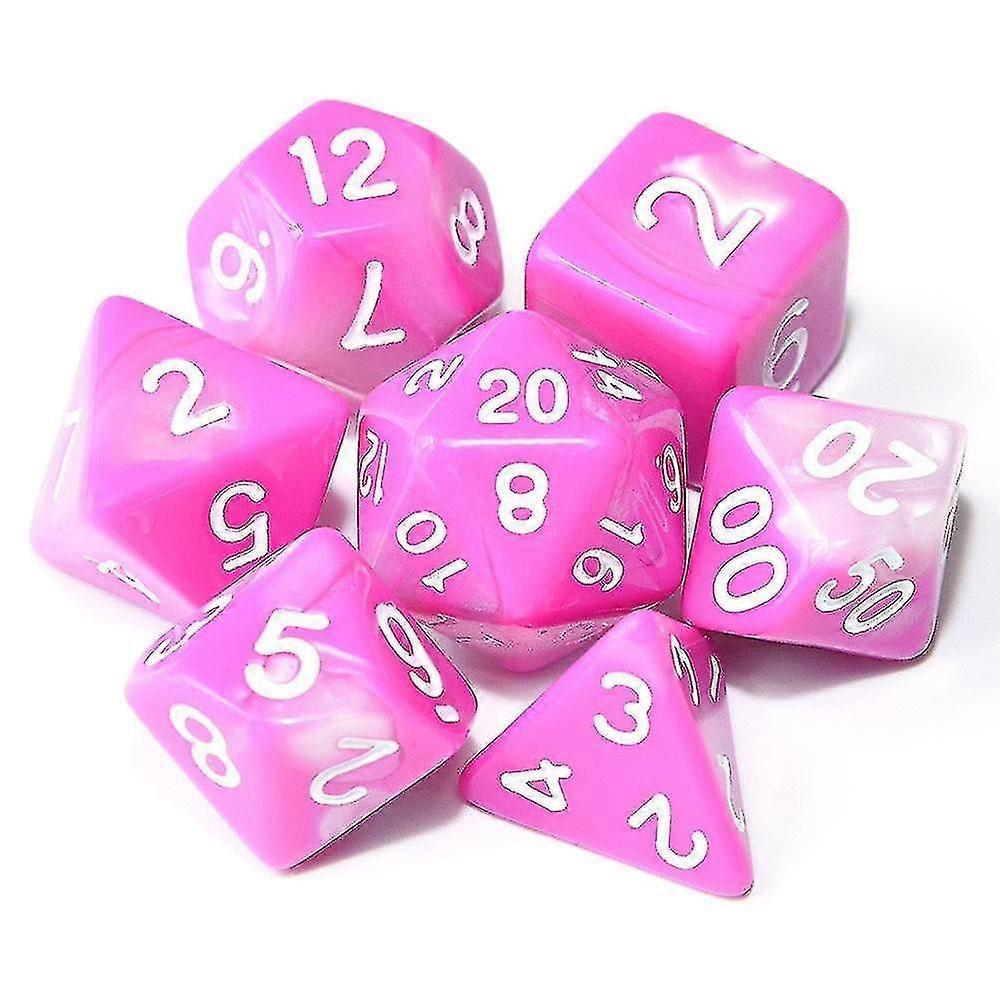17-Piece Pink & White RPG Dice Set for Dungeons & Dragons - Polyhedral Dice Collection for Board Game Enthusiasts