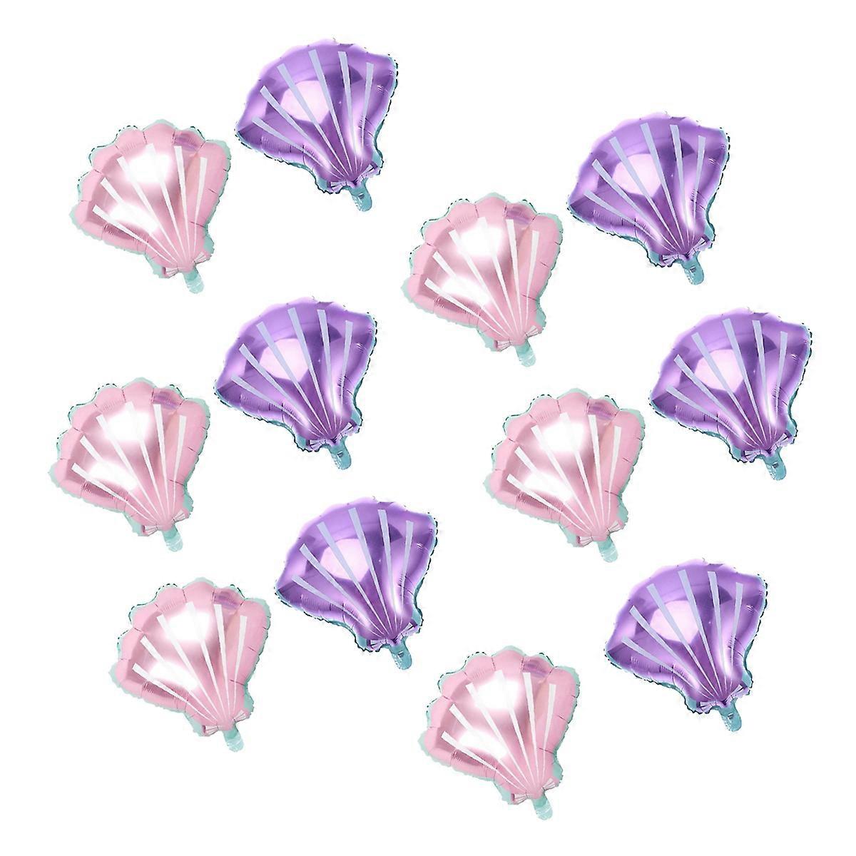 12pcs Beach Themed Foil Balloons, Chic Party Decorations with Shell Design for Weddings, Birthdays, and Under the Sea Celebrations