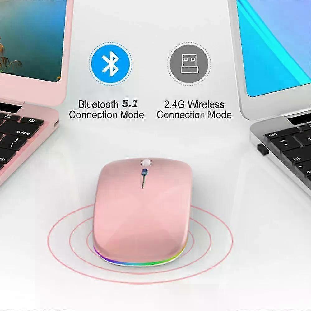 Wireless Bluetooth 5.1 Rechargeable RGB Backlight Mouse with Ergonomic Design and Silent Operation for Laptop and PC
