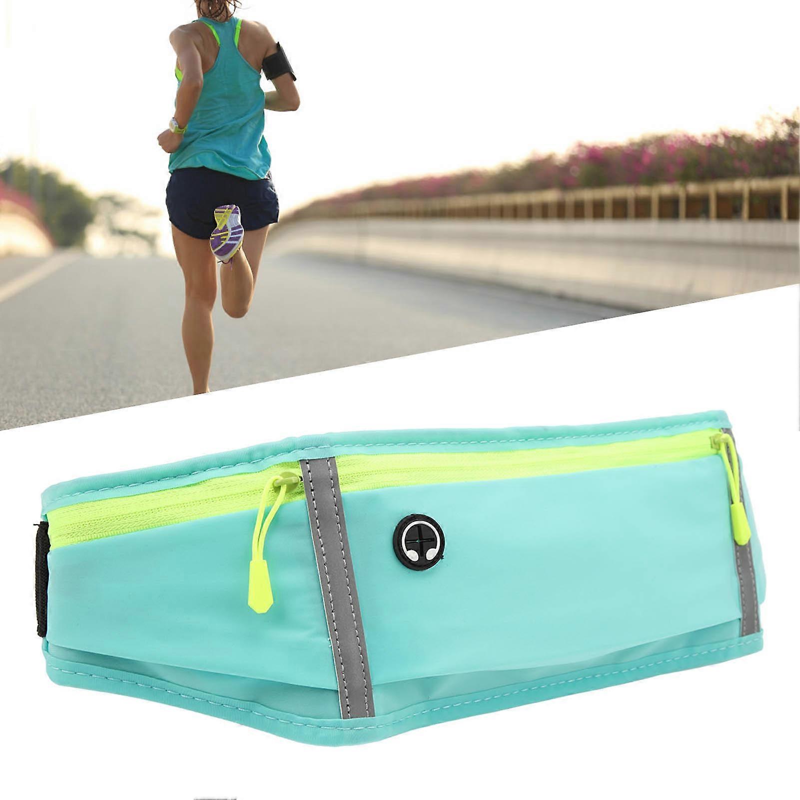חגורת ריצה קיבולת גדולה כיסים מרובים גודל מתכוונן עמיד למים מיני ריצה מותן תיק עם חור אוזניות כחול שמיים 