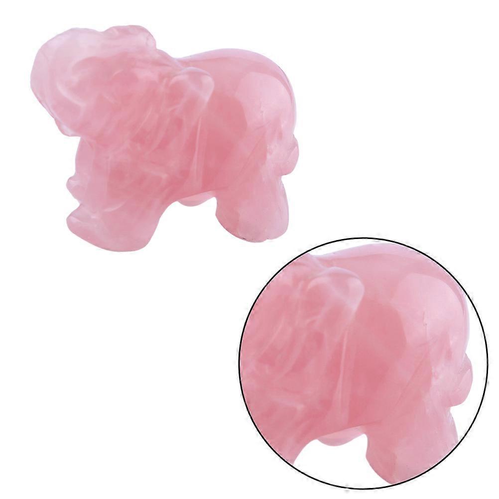 Crystal Carved Animals Shaped Home Ornament Pink 1.5 Inches Desktop Decoration 1Pcs
