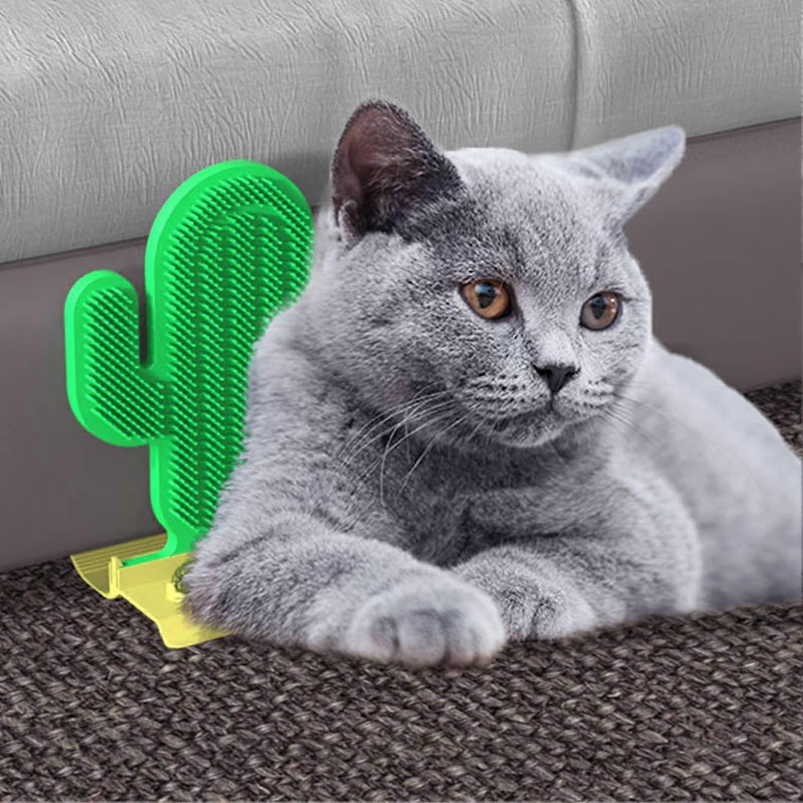 Interactive Cat Self Groomer Brush & Itching Relief Massager Post - Indoor Cat Rubbing Station with 2 Catnip Balls for Kittens