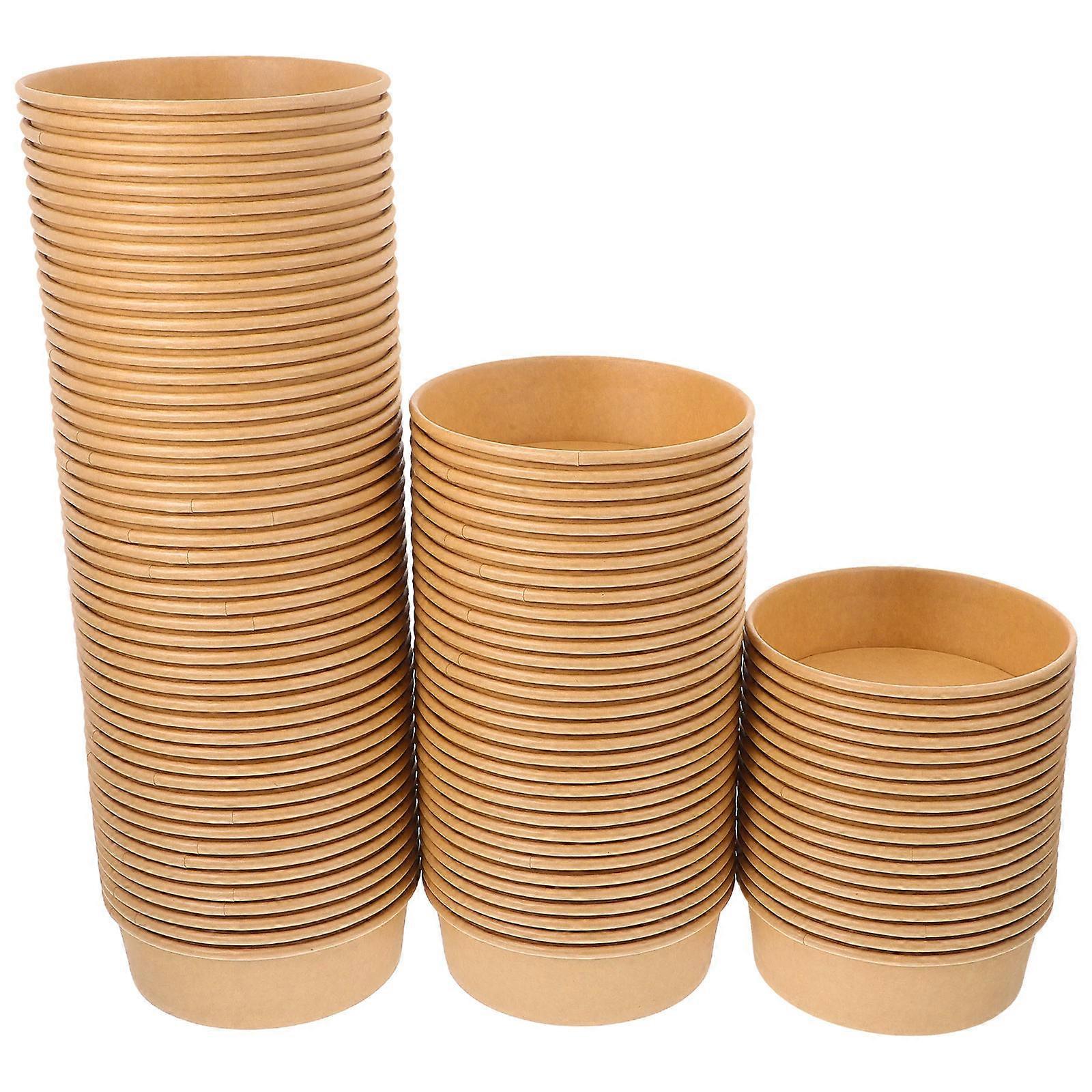 Leak-Proof Kraft Paper Takeout Containers Sturdy and Convenient for Instant Noodles Salads 100Pack