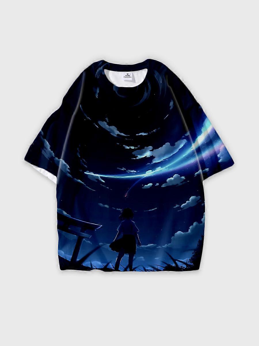 T-shirt round neck Cartoon Pattern loose short sleeve D2001