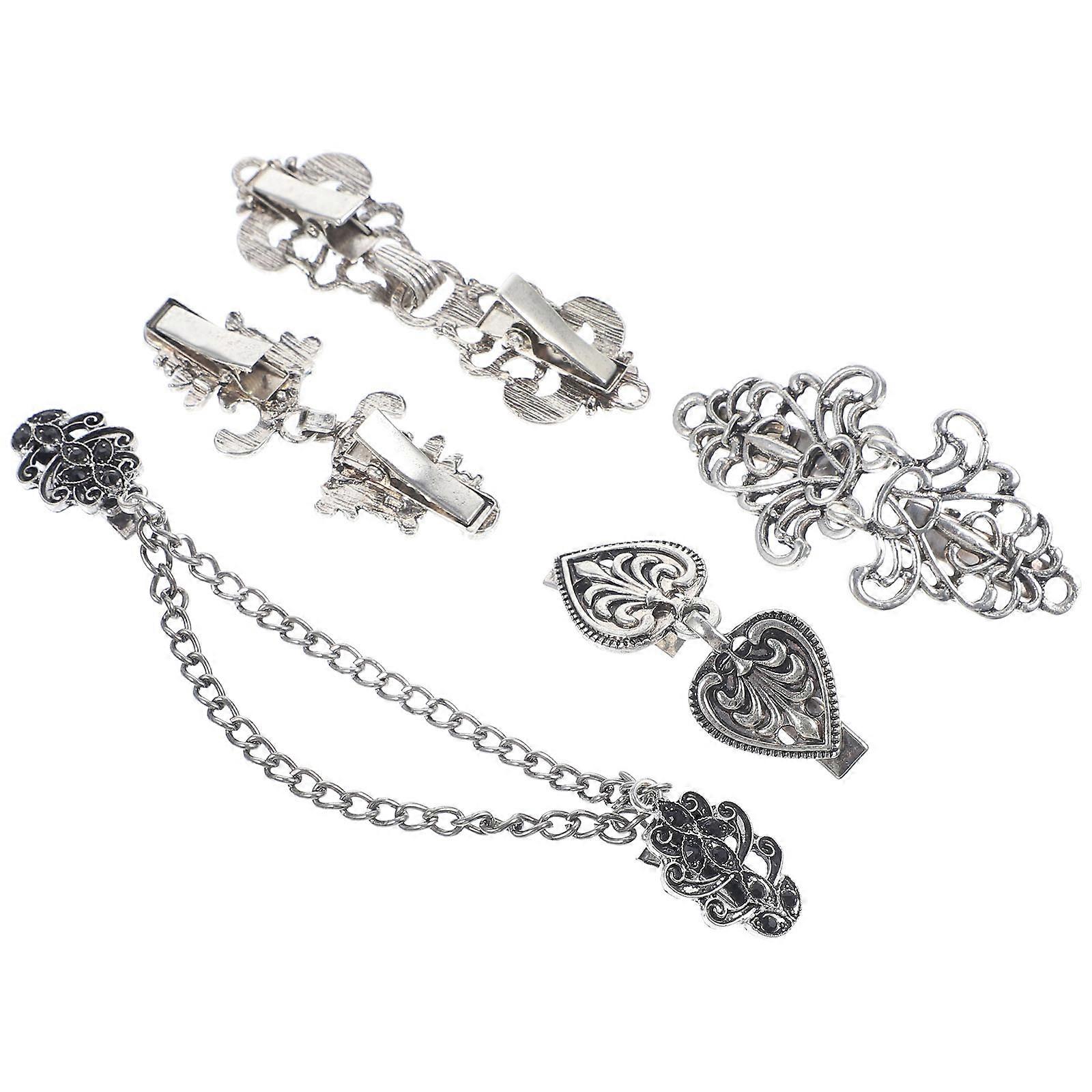 Here's a refined and professional product description based on your input:
**5PCS Vintage Cardigan Sweater Clips with Floral Brooch Design –