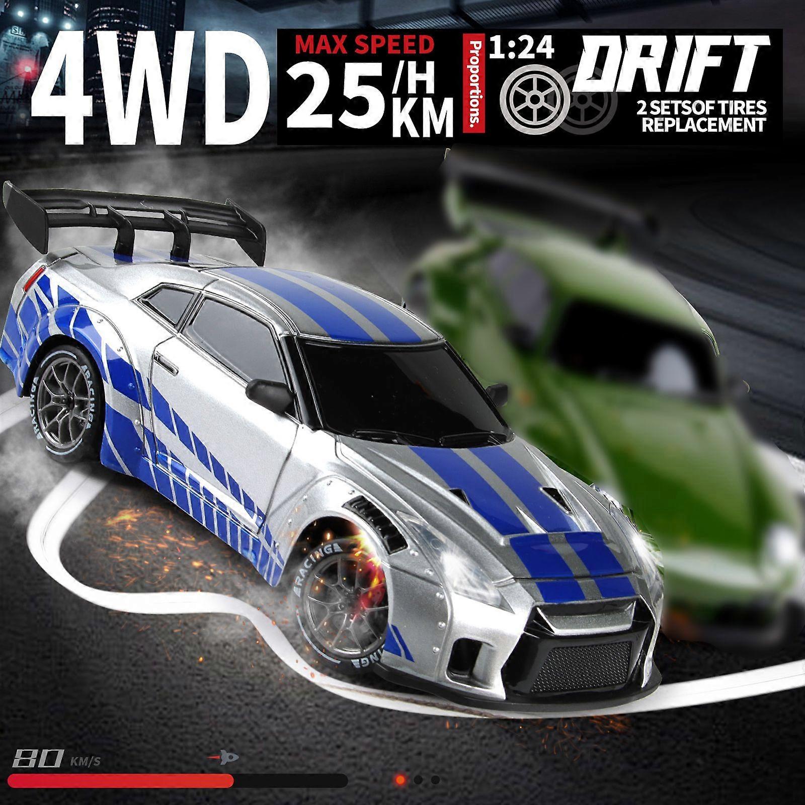 1/24 Scale 4WD Drift RC Car with 2 Speed Modes LED Lights & 50m Range 500mAhuA