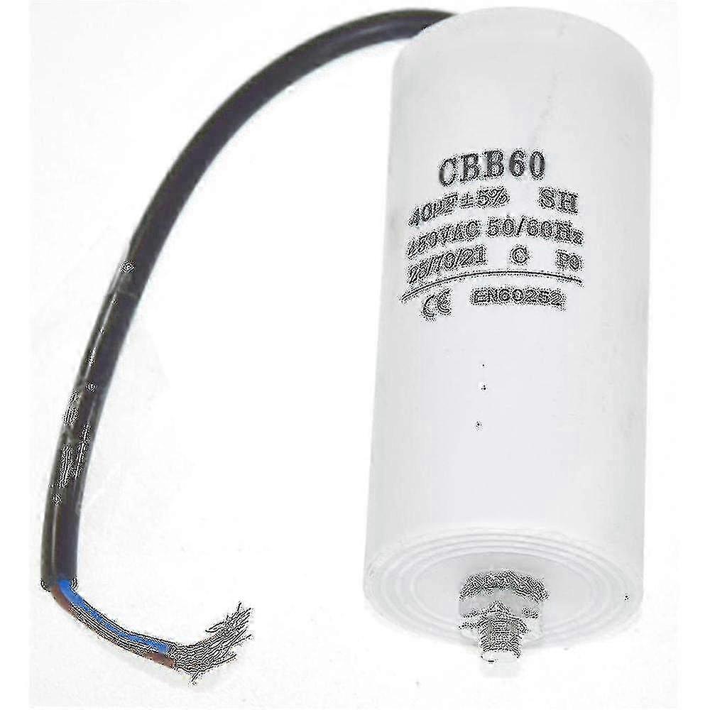 CBB60 Motor Running Capacitor 40uF 450V with 22cm Cable Connectors for Universal Motors, 50/60Hz Compatible with Various Models