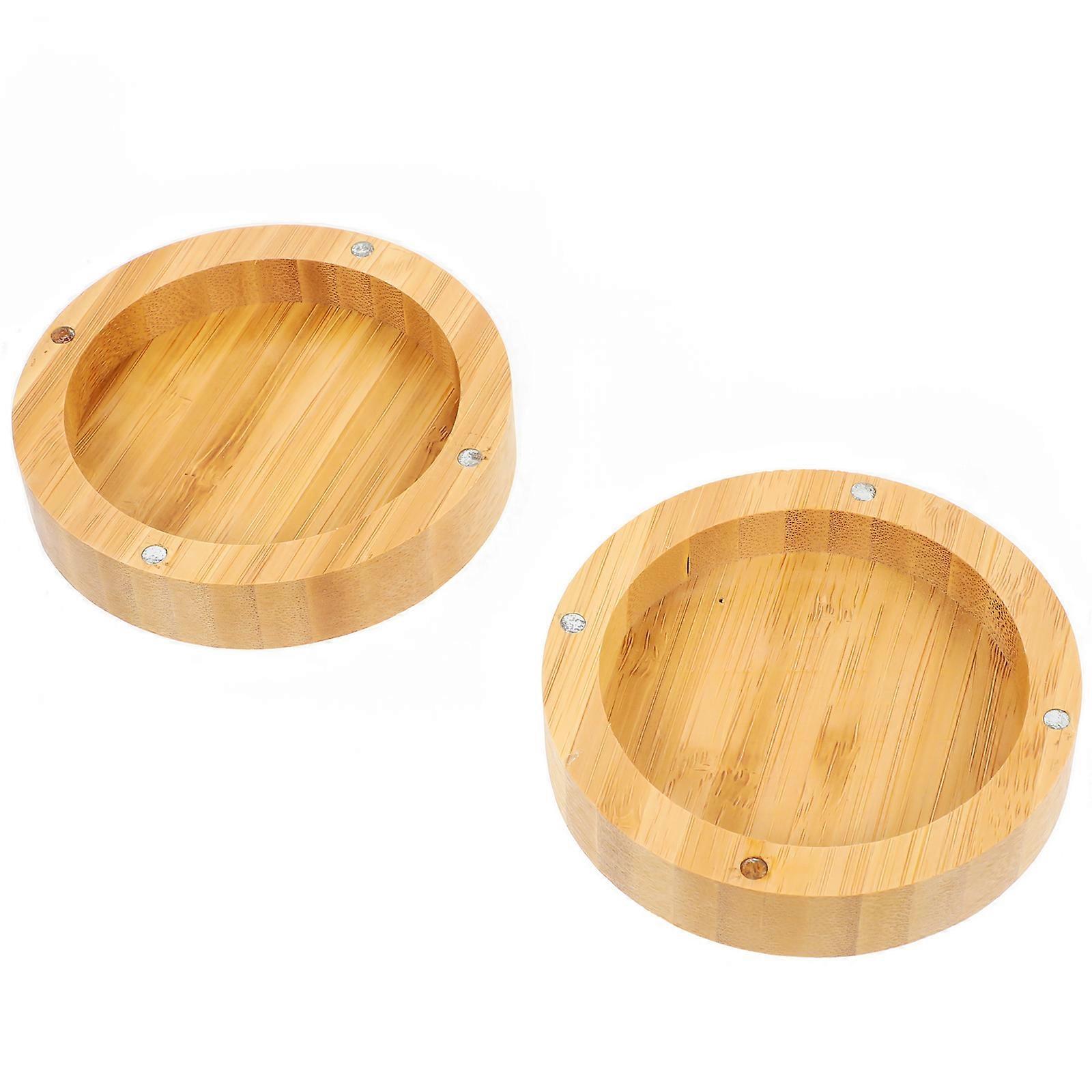 Bamboo Cocktail Salt Box Light Brown with Rim Prep for Storage Use