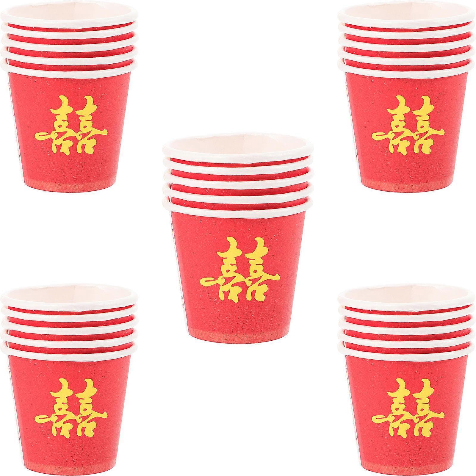 Red Disposable Paper Cups for Wedding Party and Home Use Lightweight and Practical Small Size 50 Pieces