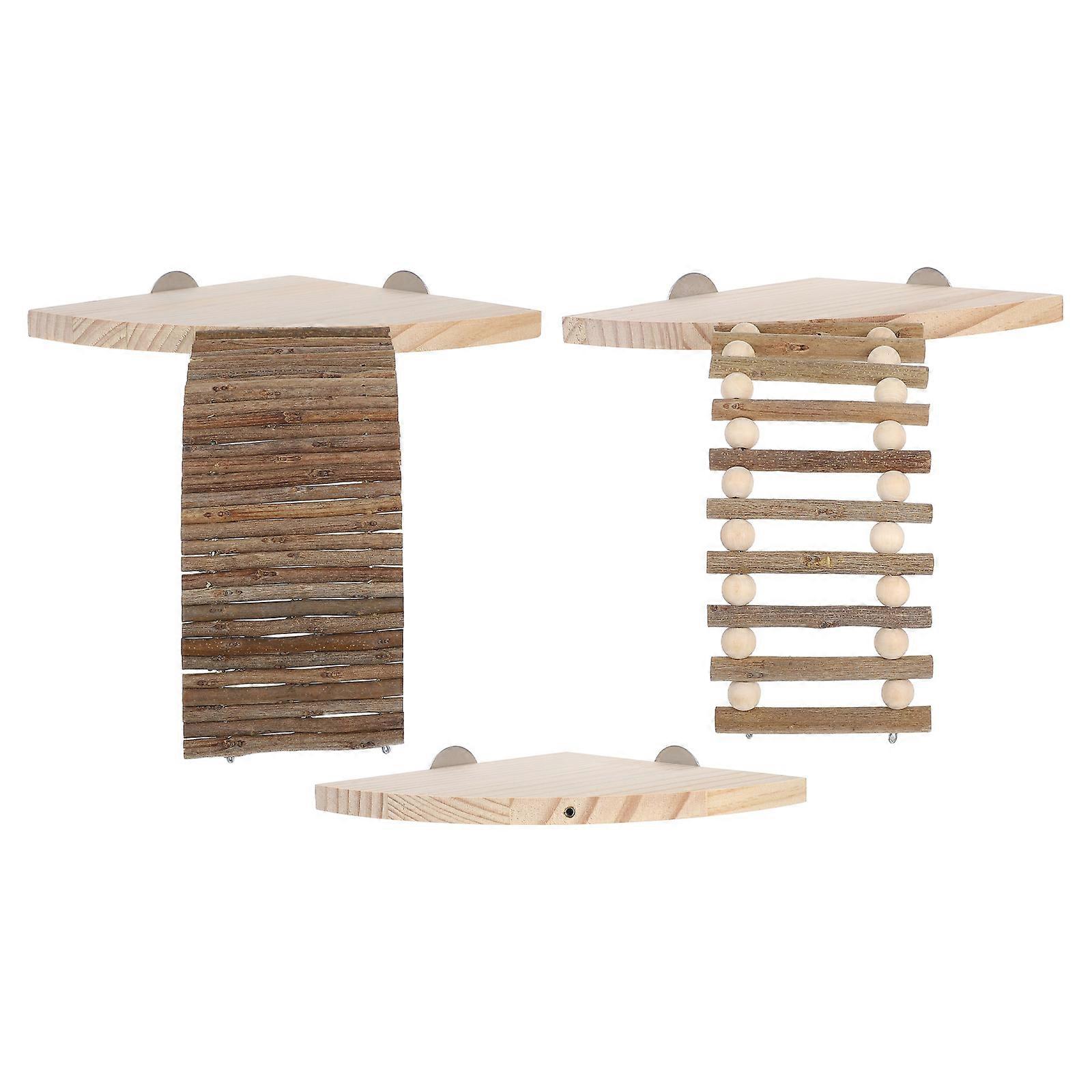 Wooden Climbing Platform with Ladder for Small Animals – Secure Exercise Structure for Hamsters, Gerbils, and Small Pets – Cage Enrichment Playground