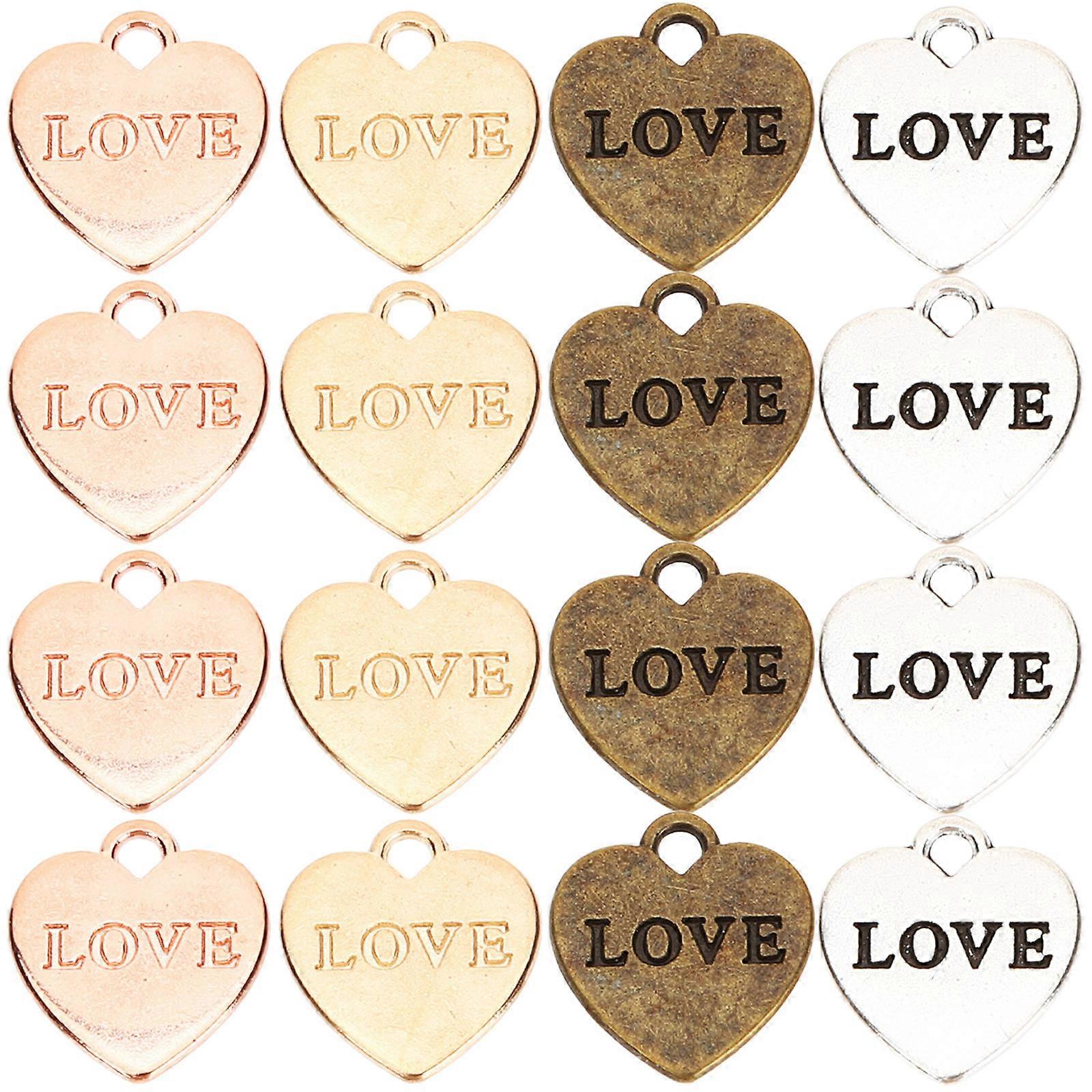 Alloy Heart Charms for Jewelry Making Lovely Chic Design with Hole for Chain 120Pcs Mixed Color