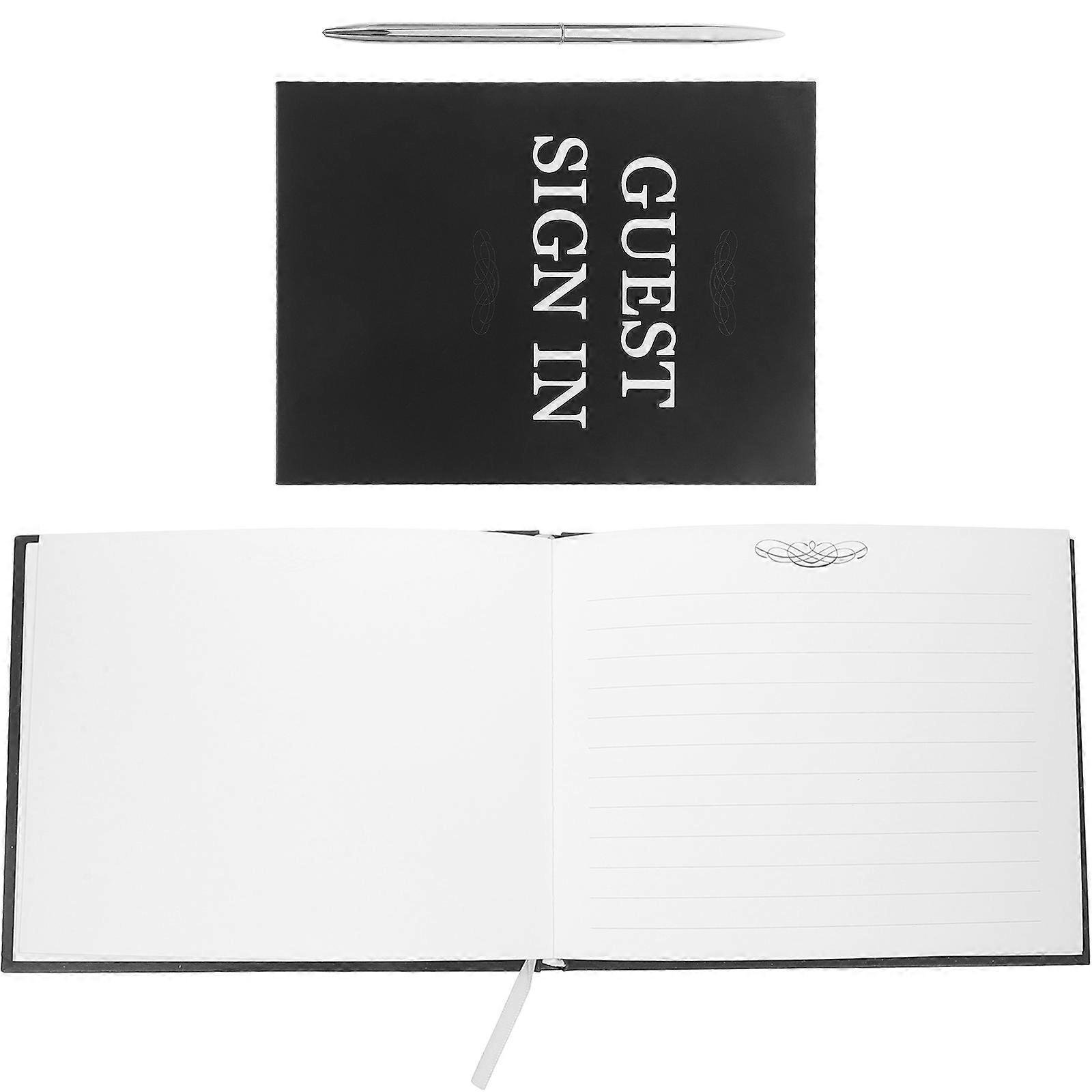Wedding Guest Book for Signatures in Black with Paper and Plastic Cover 1 Set