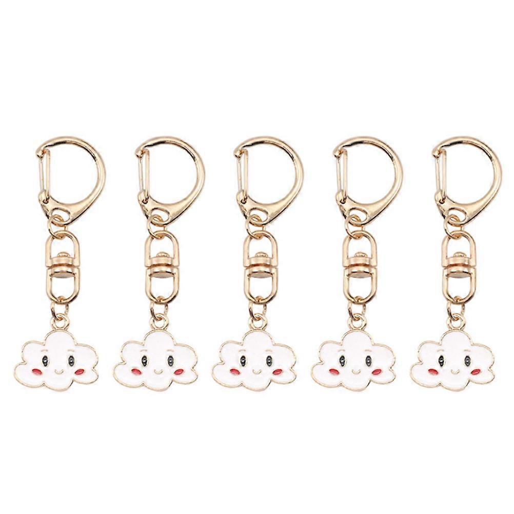 White Alloy Keychains with Creative Design for Hanging Keys Durable and Detail Decoration 5 Pieces