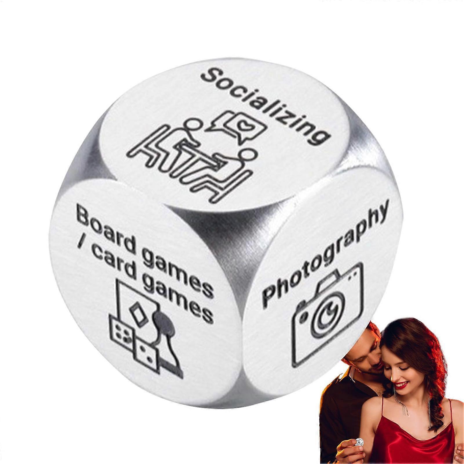 Date Dice For Couples, Stainless Steel Date Night Dice Game For Adults, Spice Up Date Night, Compact Size, Silver Finish