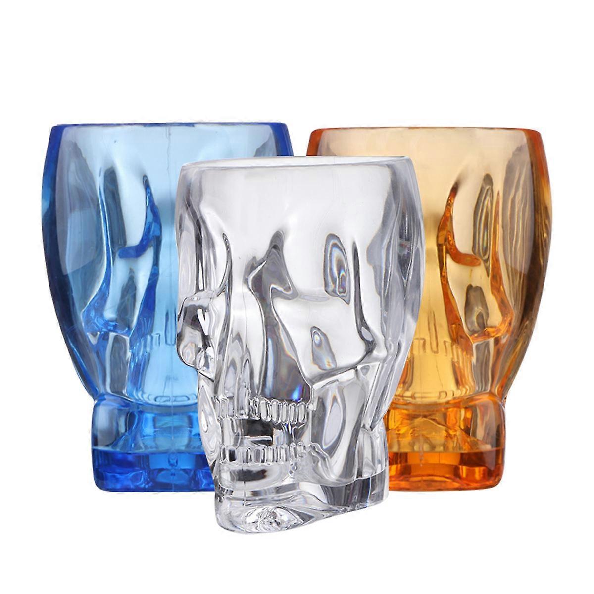 Skull Shape Beer Glasses 3Set Perfect For Halloween Theme Party Stylish Blue Acrylic Beverage Holders