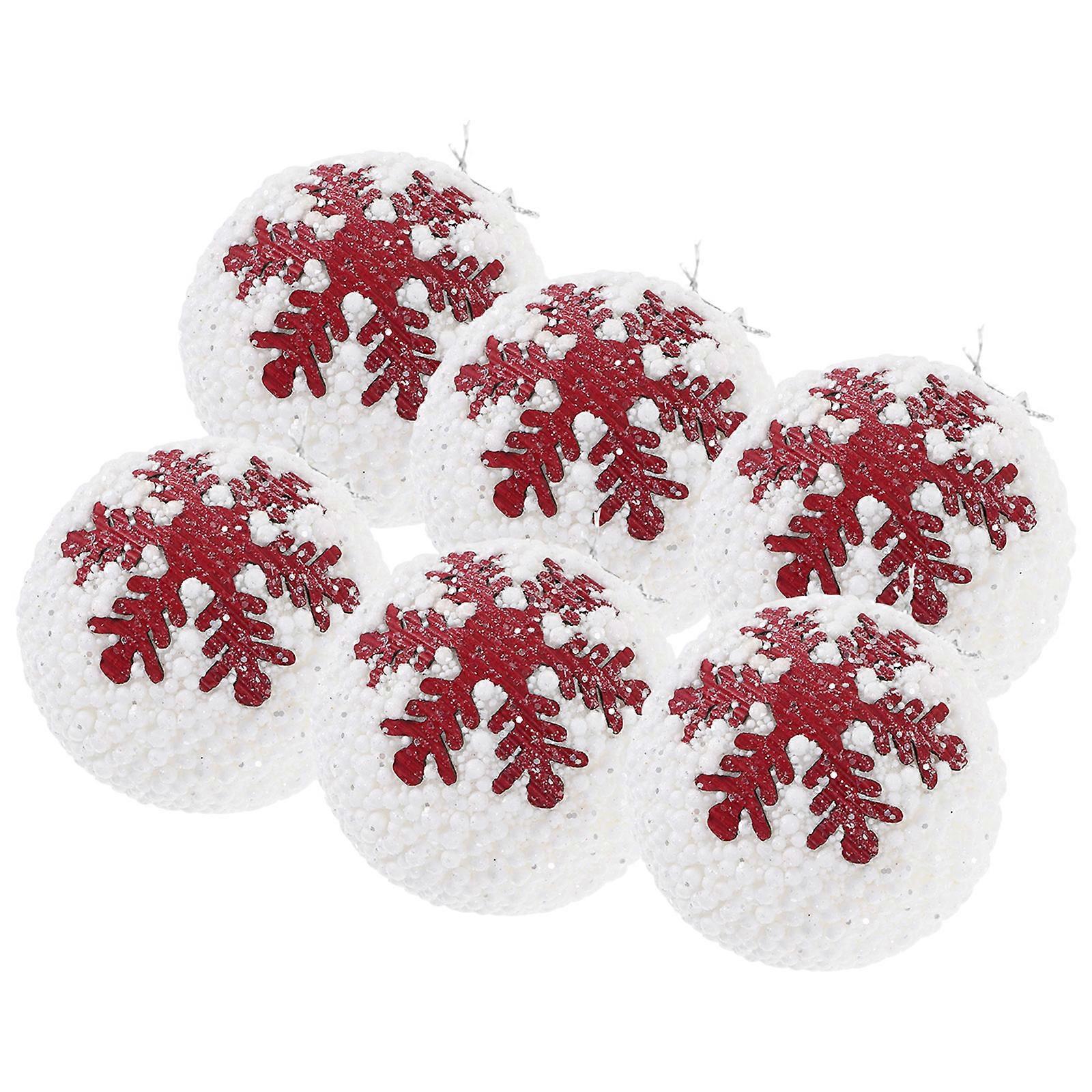 6pcs Christmas Tree Ball Ornaments with Snowflake Design – Festive Hanging Baubles for Holiday Tree Decoration, Home & Party – Classic Seasonal