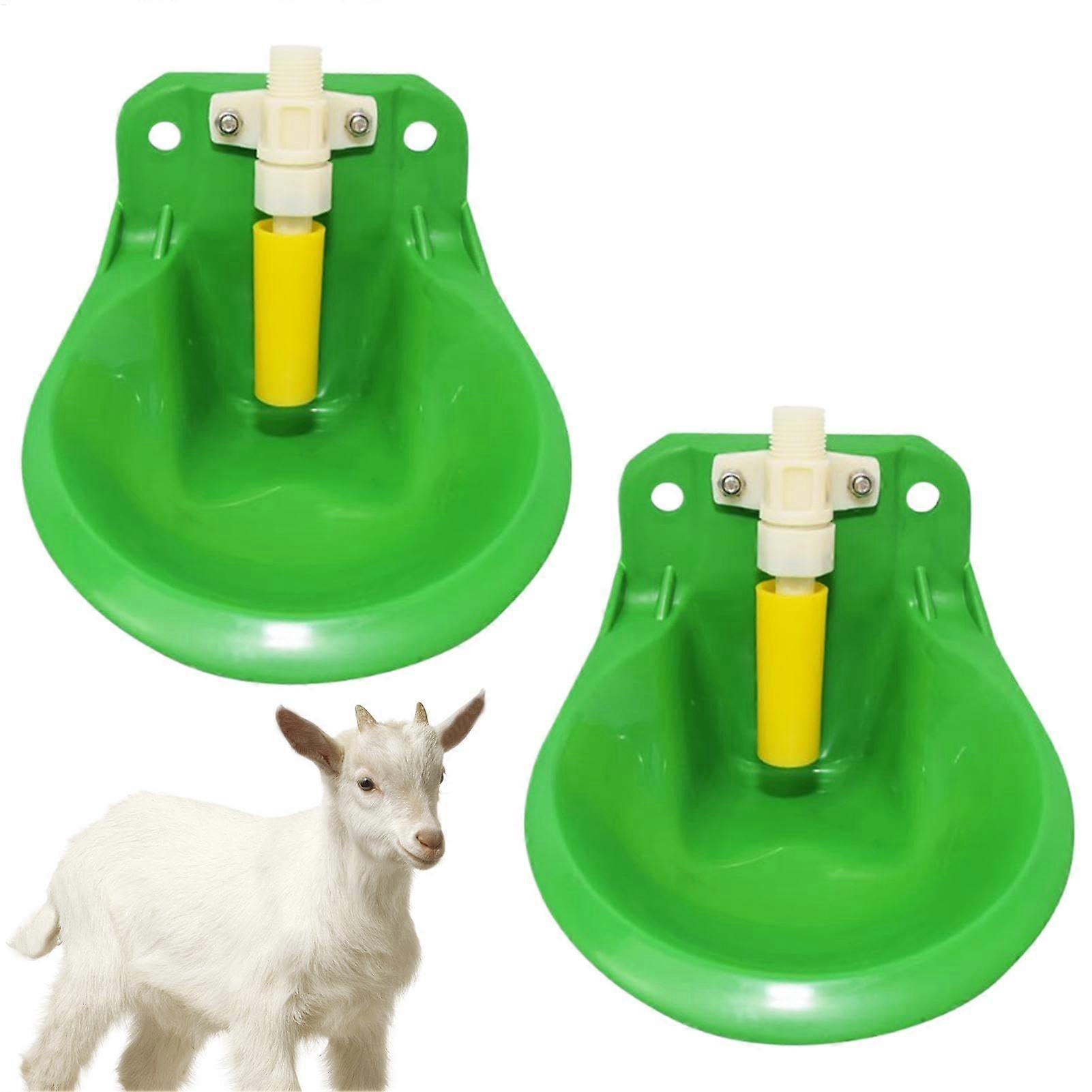 Water Bowls for Sheep and Cows, 2X 600ml Automatic Drinking Bowl, Valve-Controlled, Large Capacity for Farms and Grazing Fields