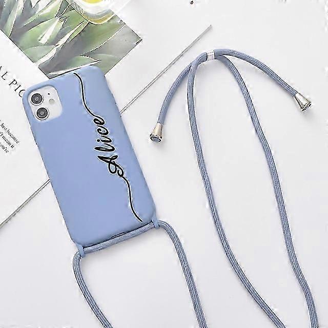 Soft Silicone Case with Custom Name for iPhone, Case With Strap for iPhone X