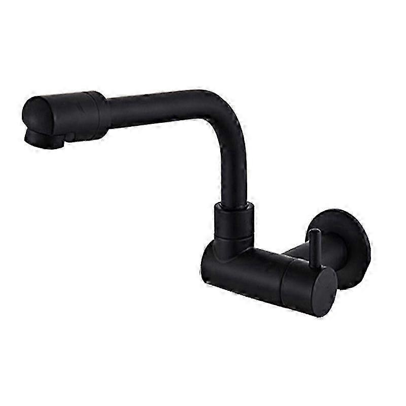 360 Degree Rotating Black Wall Mounted Single Cold Water Mixer Solid