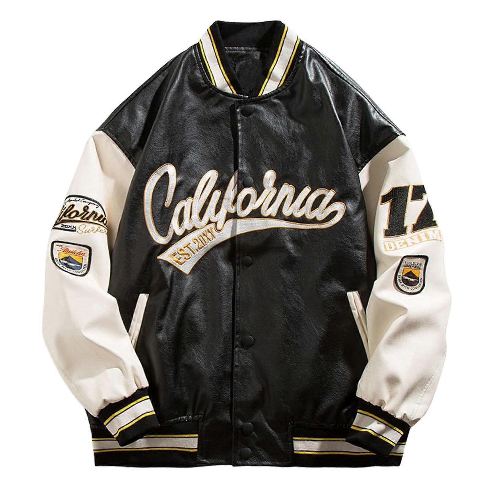 Herren Transition Bomberjacke Unisex Patchwork Sportjacke Schwarz XL