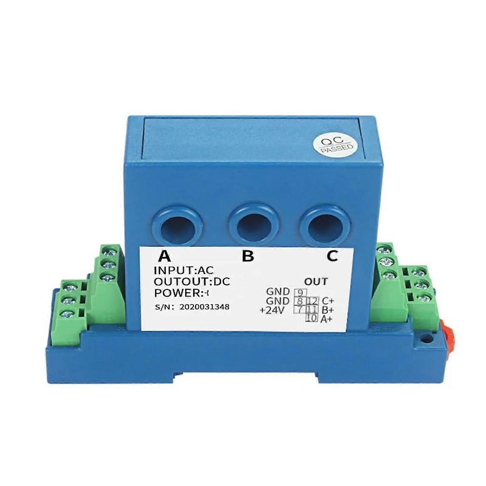 4 mm DC12V Perforated ThreePhase Hall AC/DC Current Transmitter Sensor Isolation Transmission Accurate and Reliable (030A AC, 420mA)