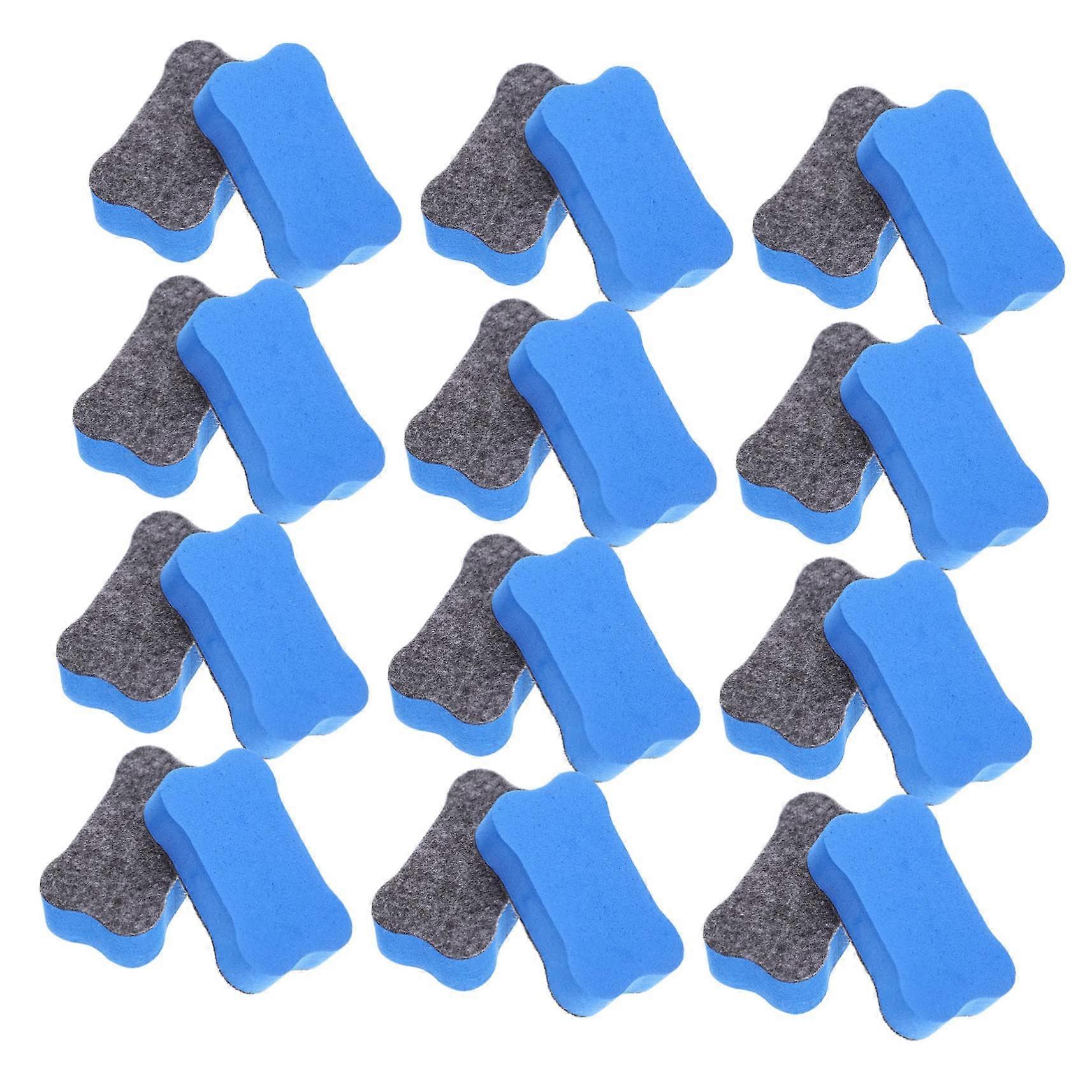 24 Pack Whiteboard Erasers EVA Felt Portable Wiping Tool for Classroom and Home Use Blue Color