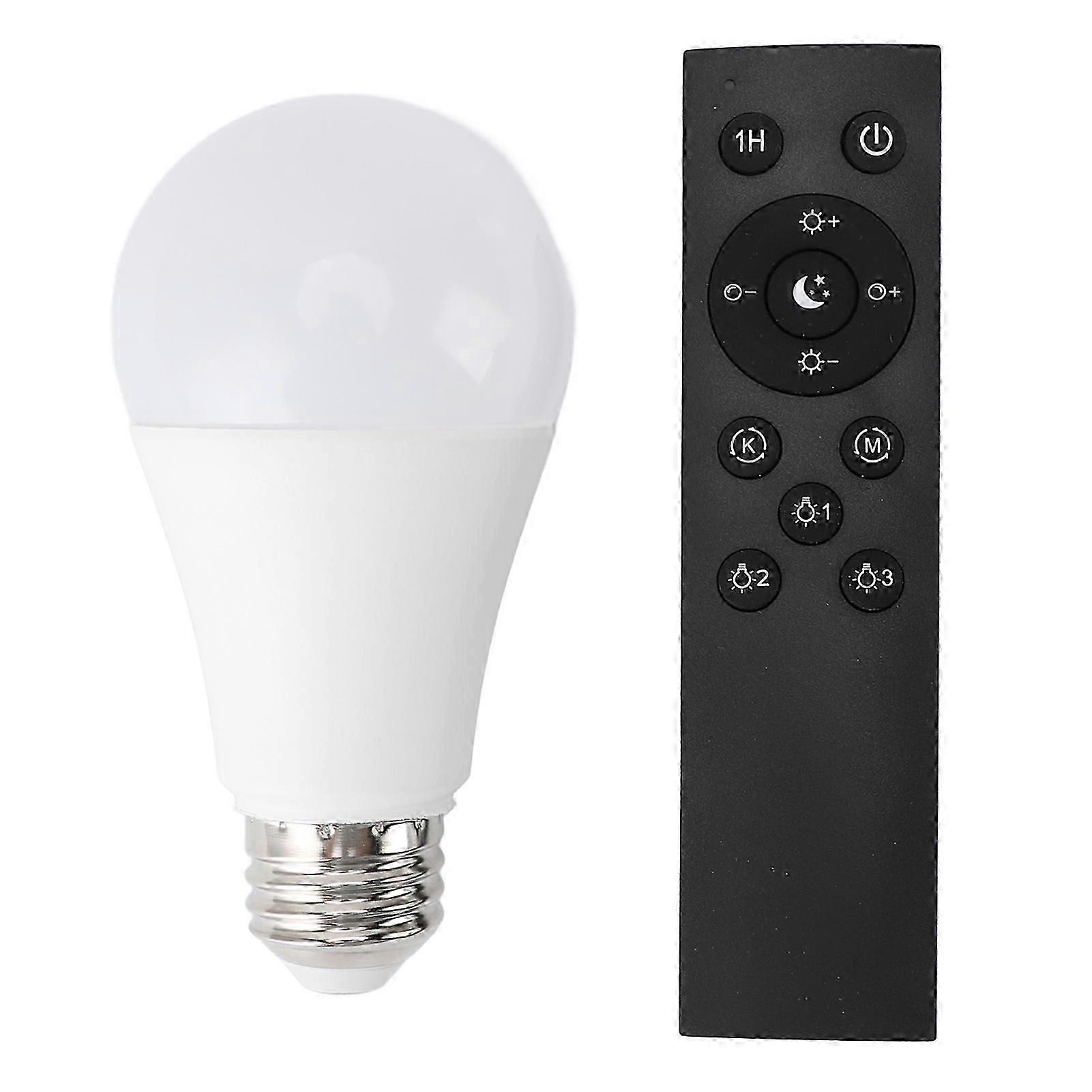 LED Light Bulb with 2.4GHz Remote Control E26 Screw Base White Warm Dimmable 800LM Lamp Bulb 100245V