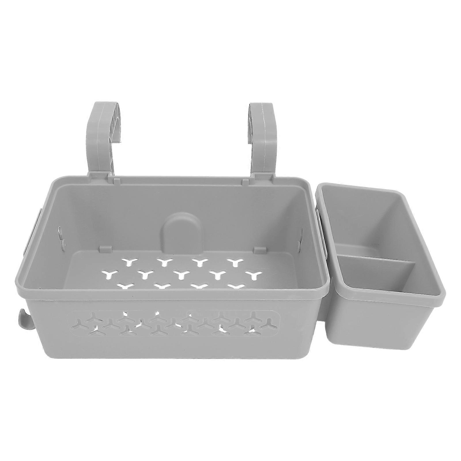 Waterproof Outdoor Pool Hook Storage Basket with Holder Large Rectangular Hanging Wire Organizer for Bathroom or Decorative Use Portable Grey PP
