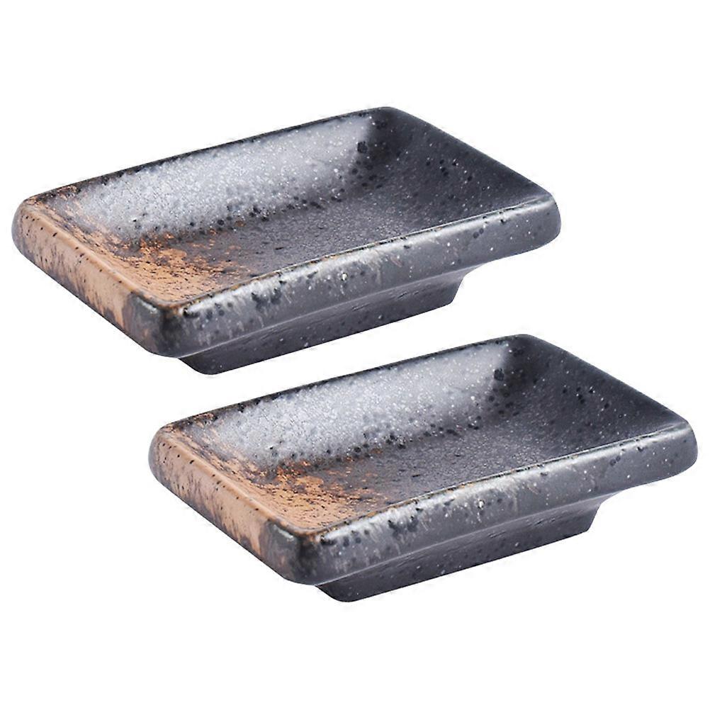Ceramic Dipping Sauce Dishes Designed for Serving Condiments in Japanese Style, 2Pcs with 8.5X5.5X2.5CM Dimensions