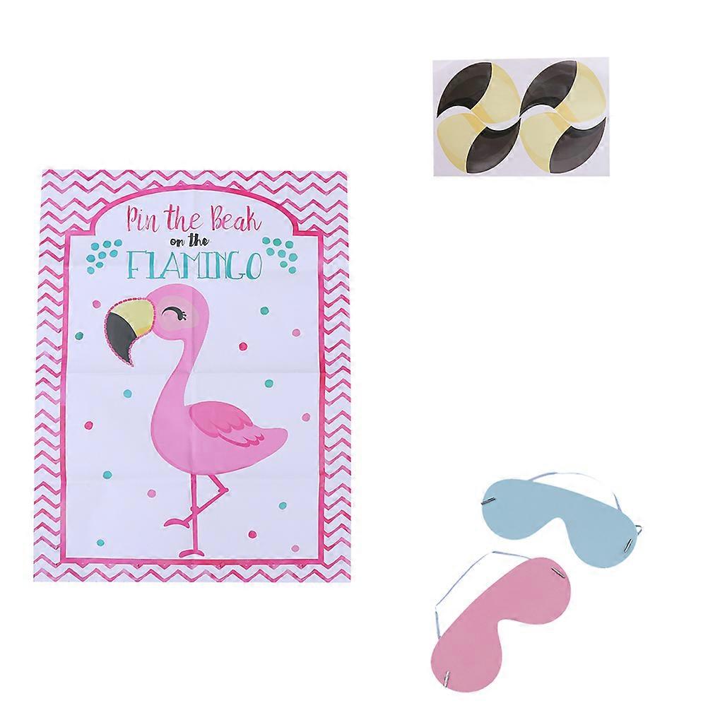 Flamingo Game Sticker Pin The Beak Game Poster for Kids 2Sets