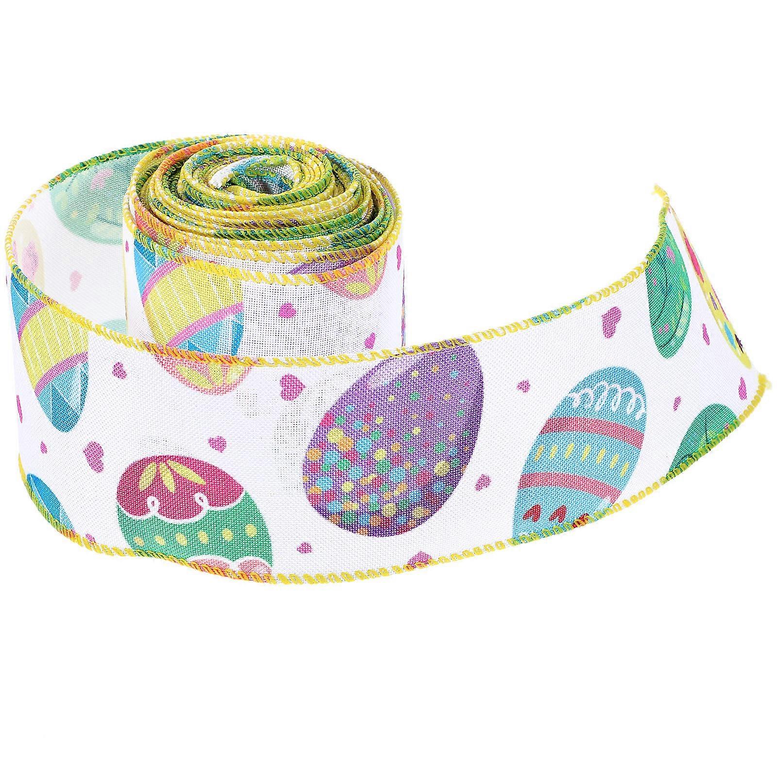 1 Roll of Wired Edge Ribbon for Easter Crafts and Gift Packaging Colorful Craft Ribbon