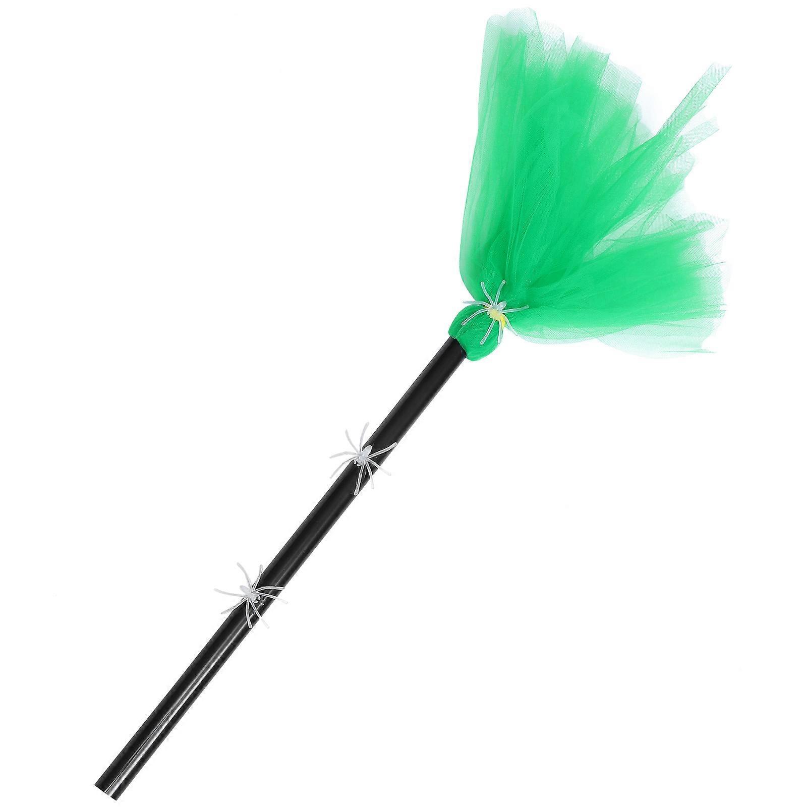 Halloween Prop Broom For Role Playing And Masquerade Accessory In Green Color 1Pc