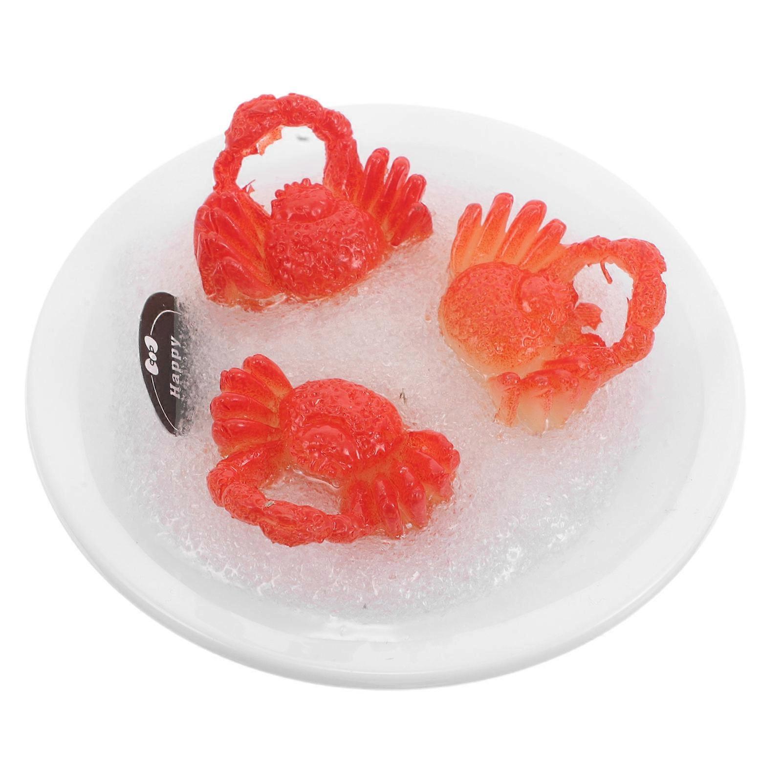 Realistic Miniature Seafood Tray with Nomelt Ice Effect, Artificial King Crab and Yellow Croaker Display Model for Kitchen Decoration, Photography