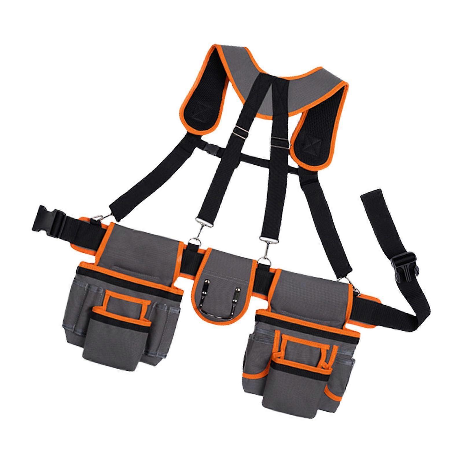 Oxford fabric tool belt with pockets for quick access to construction, landscaping, and equipment, reinforced carpenter tool belt.
