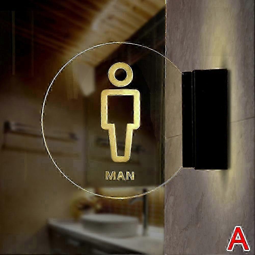Bathroom LED sign for acrylic round wall mount restroom